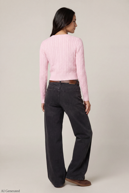 Cable Knit Button-Up Cardigan