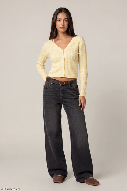 Cable Knit Button-Up Cardigan