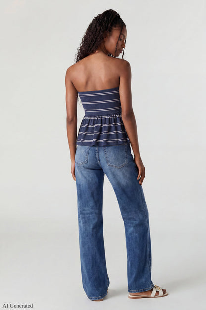 Striped Babydoll Tube Top