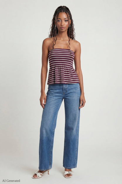 Striped Babydoll Tube Top