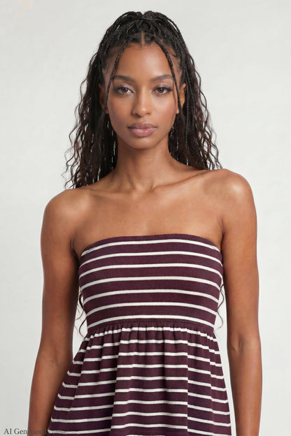 Striped Babydoll Tube Top