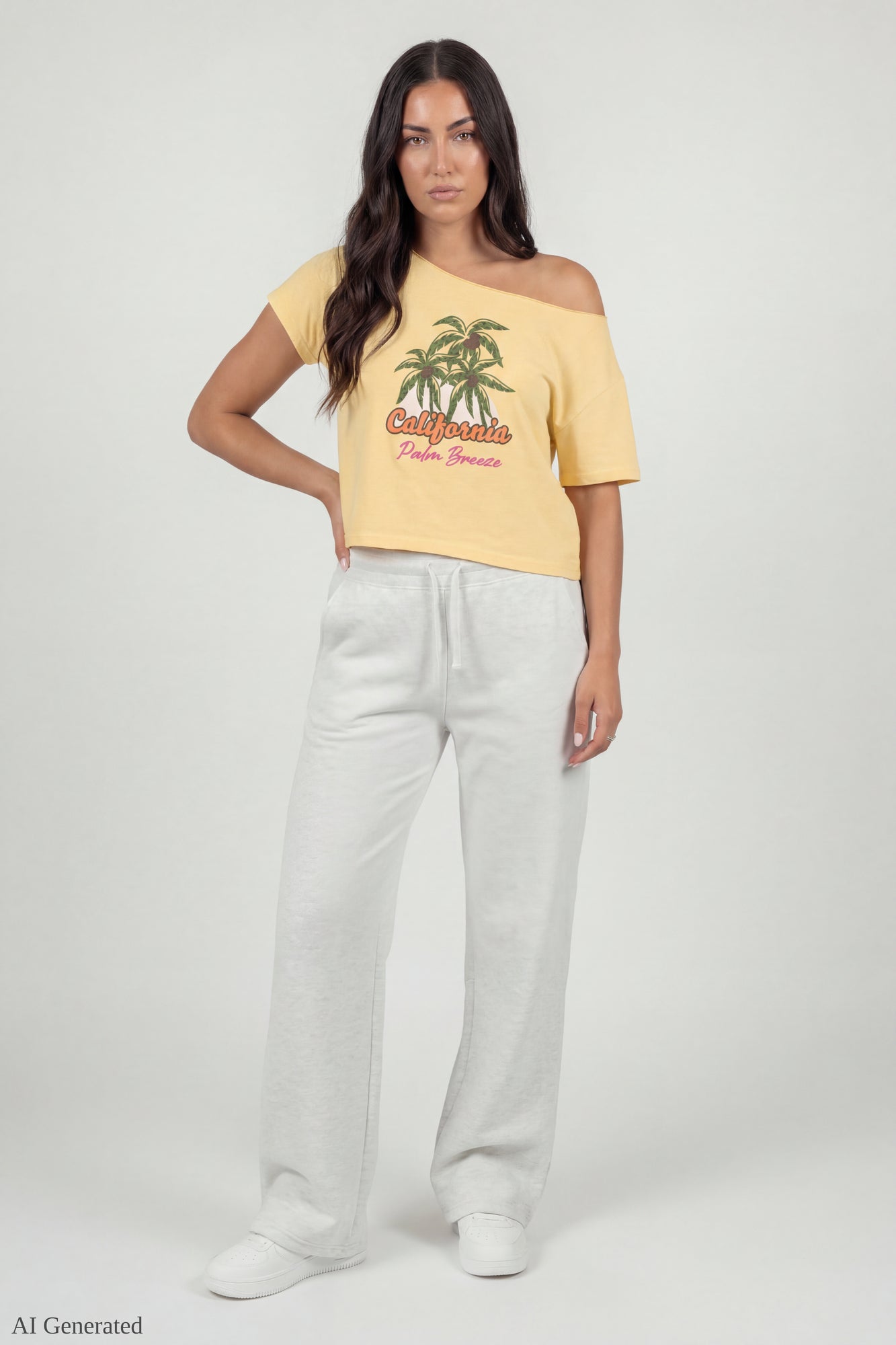 Off-Shoulder Summer Graphic T-Shirt