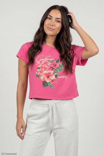 Off-Shoulder Summer Graphic T-Shirt