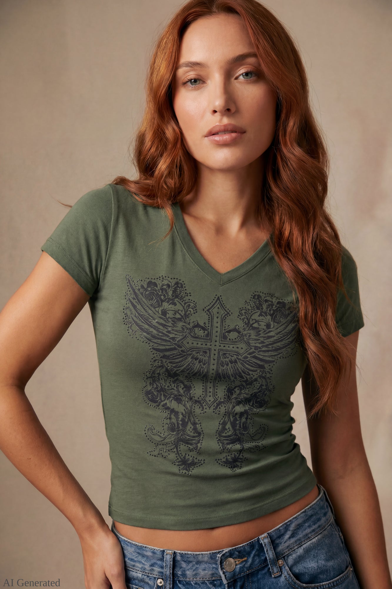 Graphic V-Neck T-Shirt