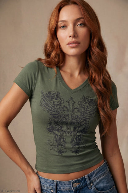 Graphic V-Neck T-Shirt