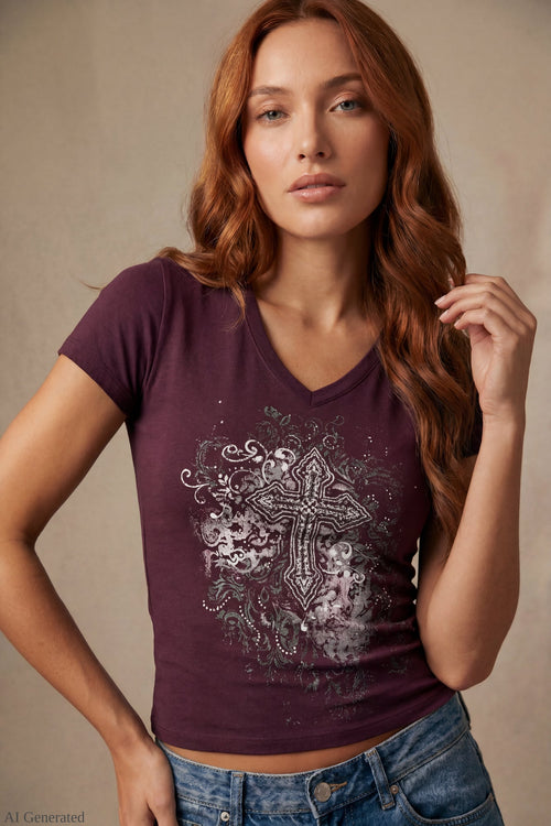 Graphic V-Neck T-Shirt