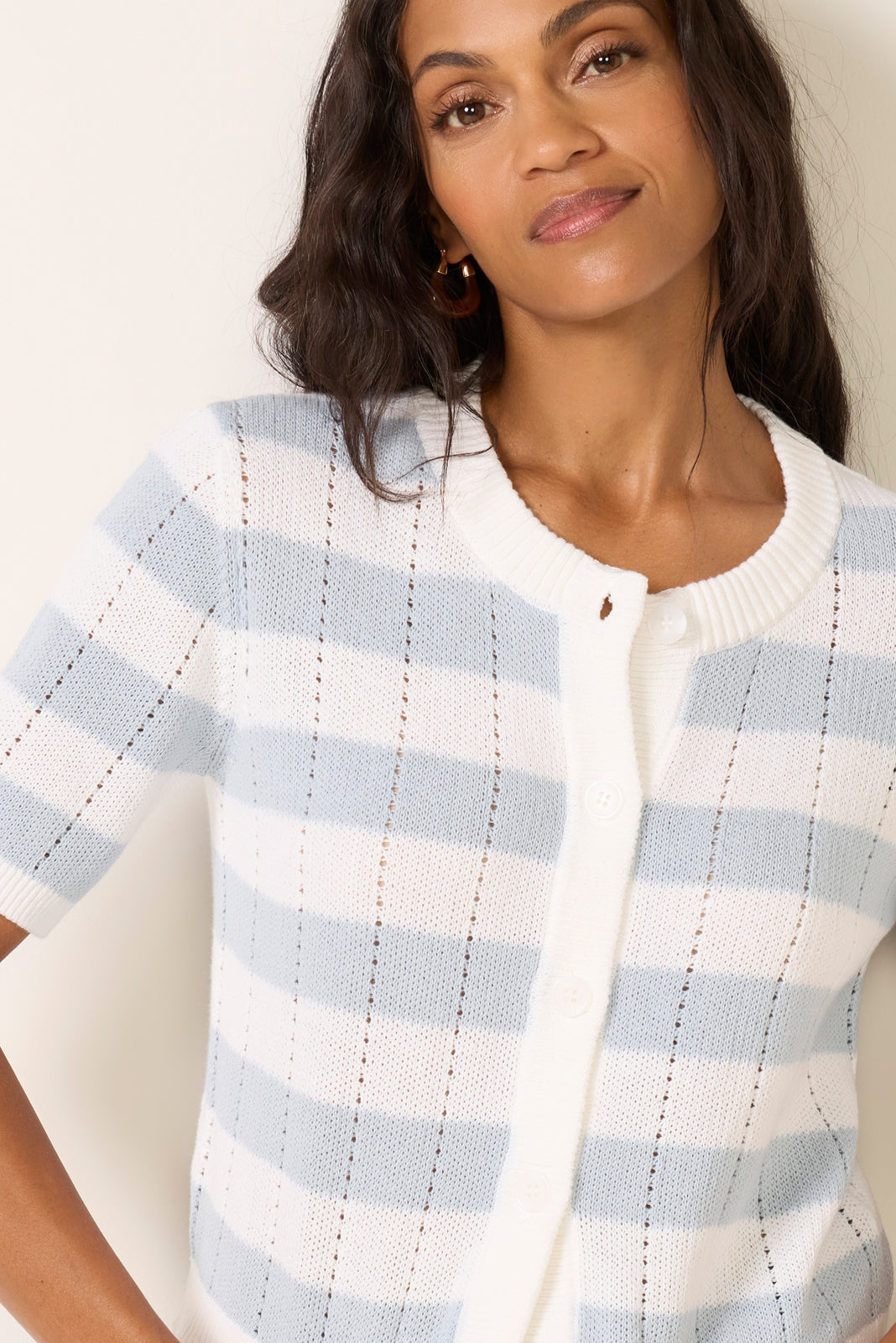 Evie Short Sleeve Crew Cardigan