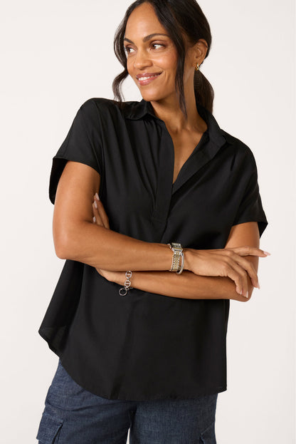 Crepe Short Sleeve Popover