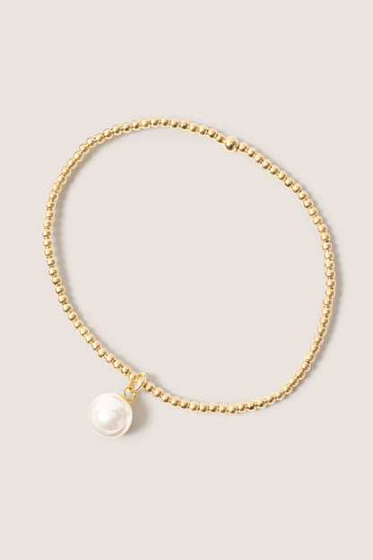 Classic Gold 2mm Bracelet w. Pearl