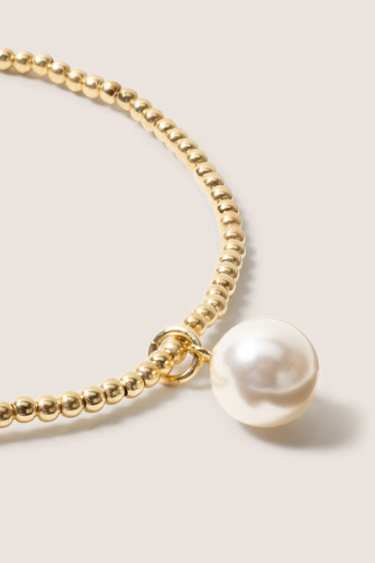 Classic Gold 2mm Bracelet w. Pearl
