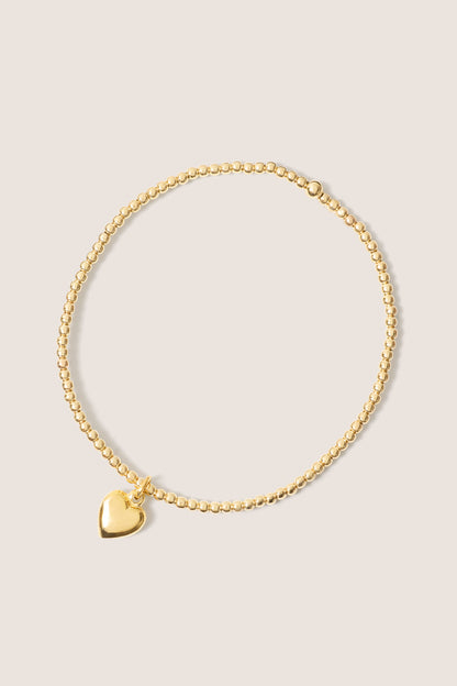 Classic Gold 2mm Bracelet w. Heart