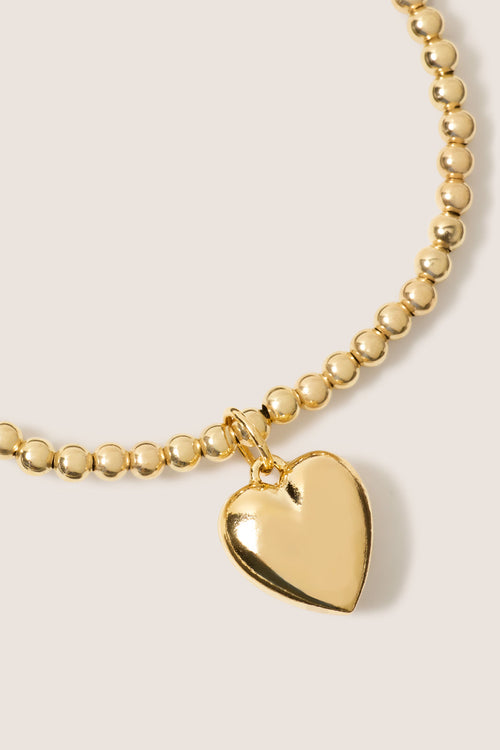 Classic Gold 3mm Bracelet w. Heart