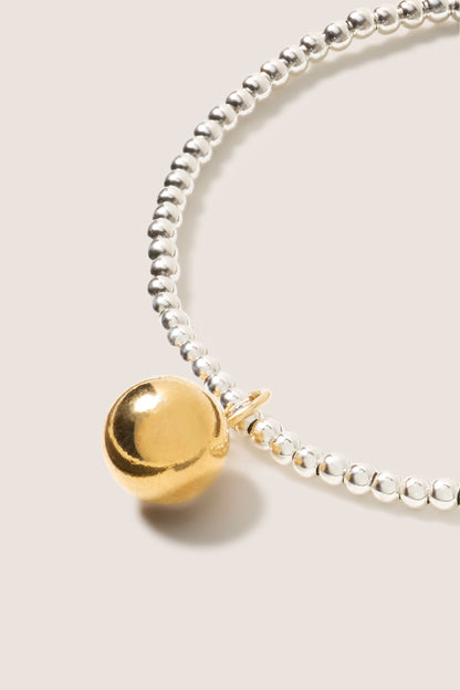 Classic Mixed Metal 2mm Bracelet w. Bead