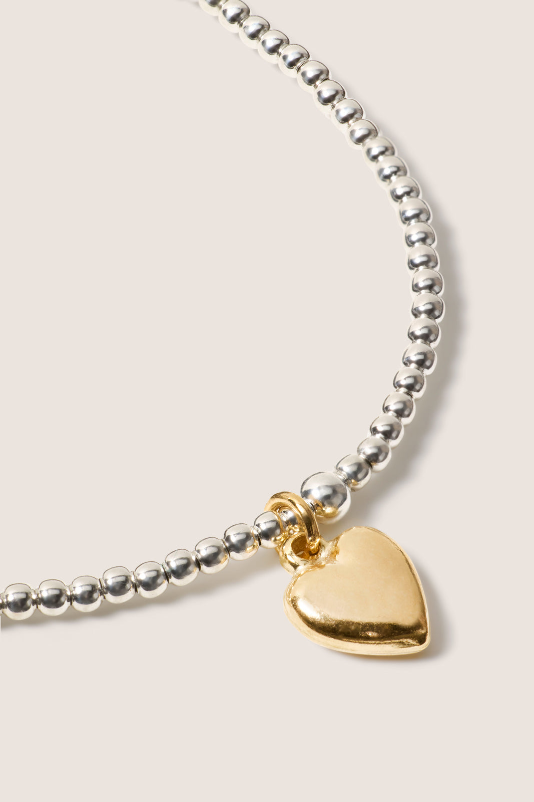 Classic Mixed Metal 2mm Bracelet w. Heart