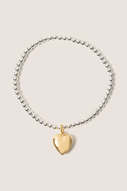 Classic Mixed Metal 3mm Bracelet w. Heart