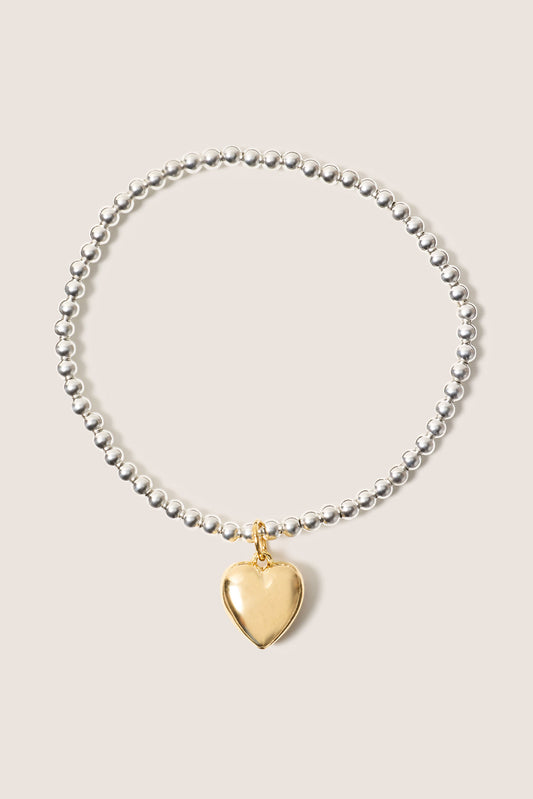 Classic Mixed Metal 3mm Bracelet w. Heart