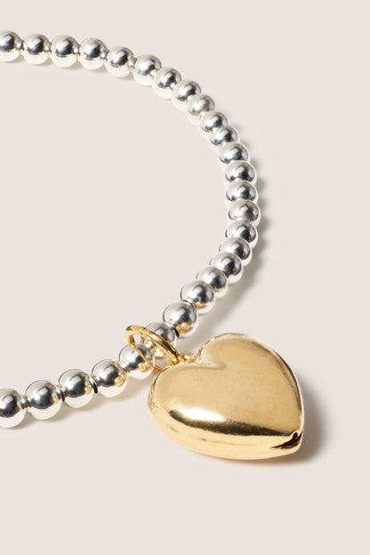 Classic Mixed Metal 3mm Bracelet w. Heart