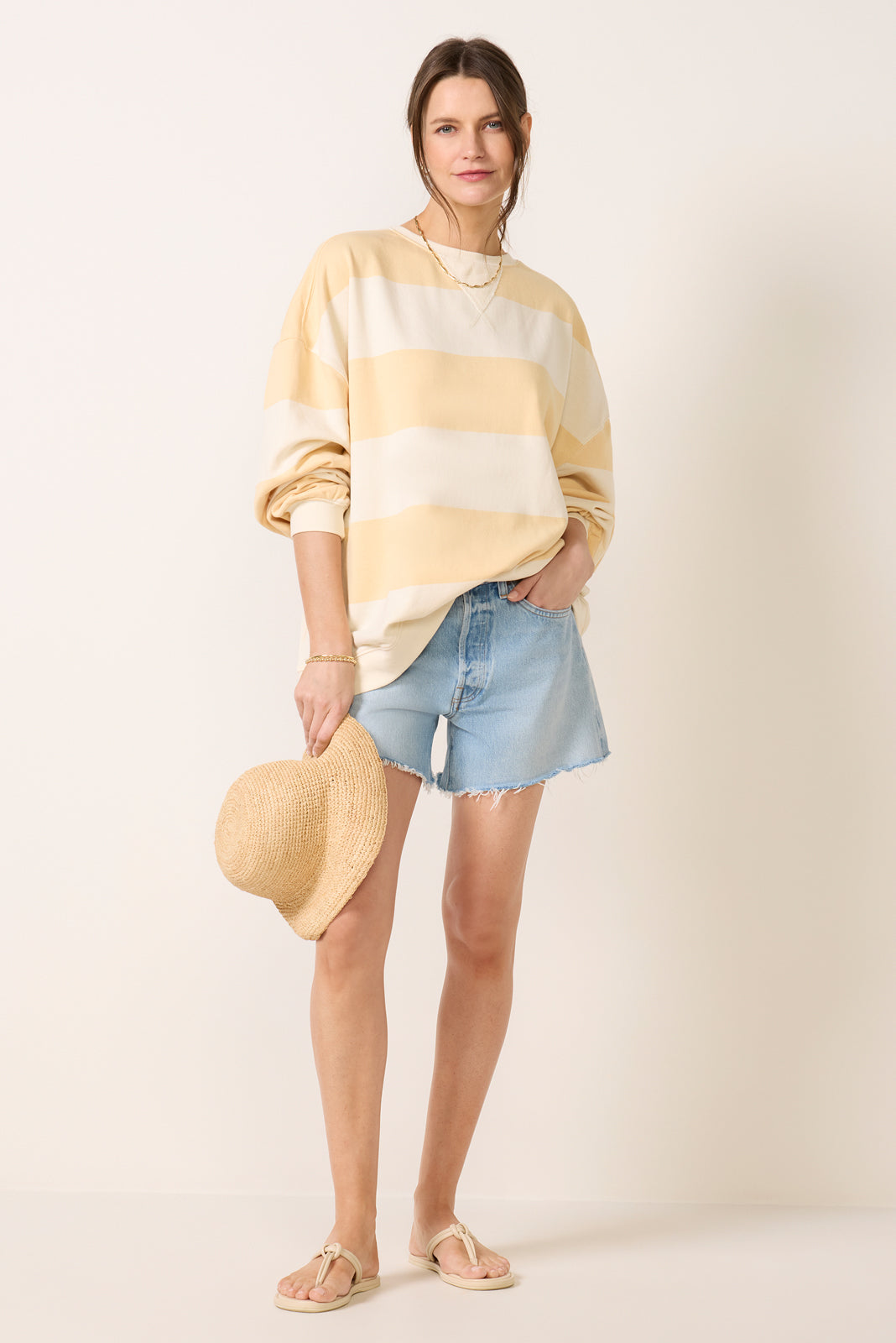 Classic Stripe Crew Wide Sweatshirt