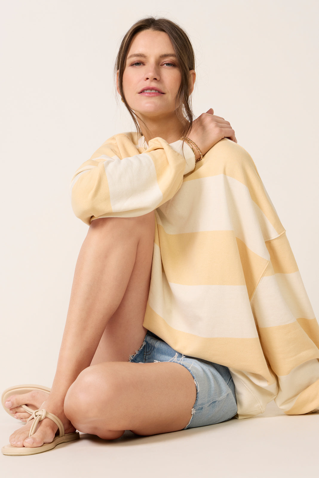 Classic Stripe Crew Wide Sweatshirt