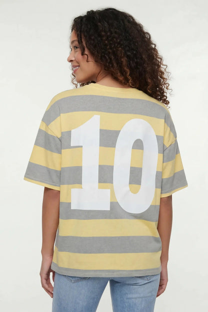 Luxe Heavy Cotton Striped Graphic T-Shirt