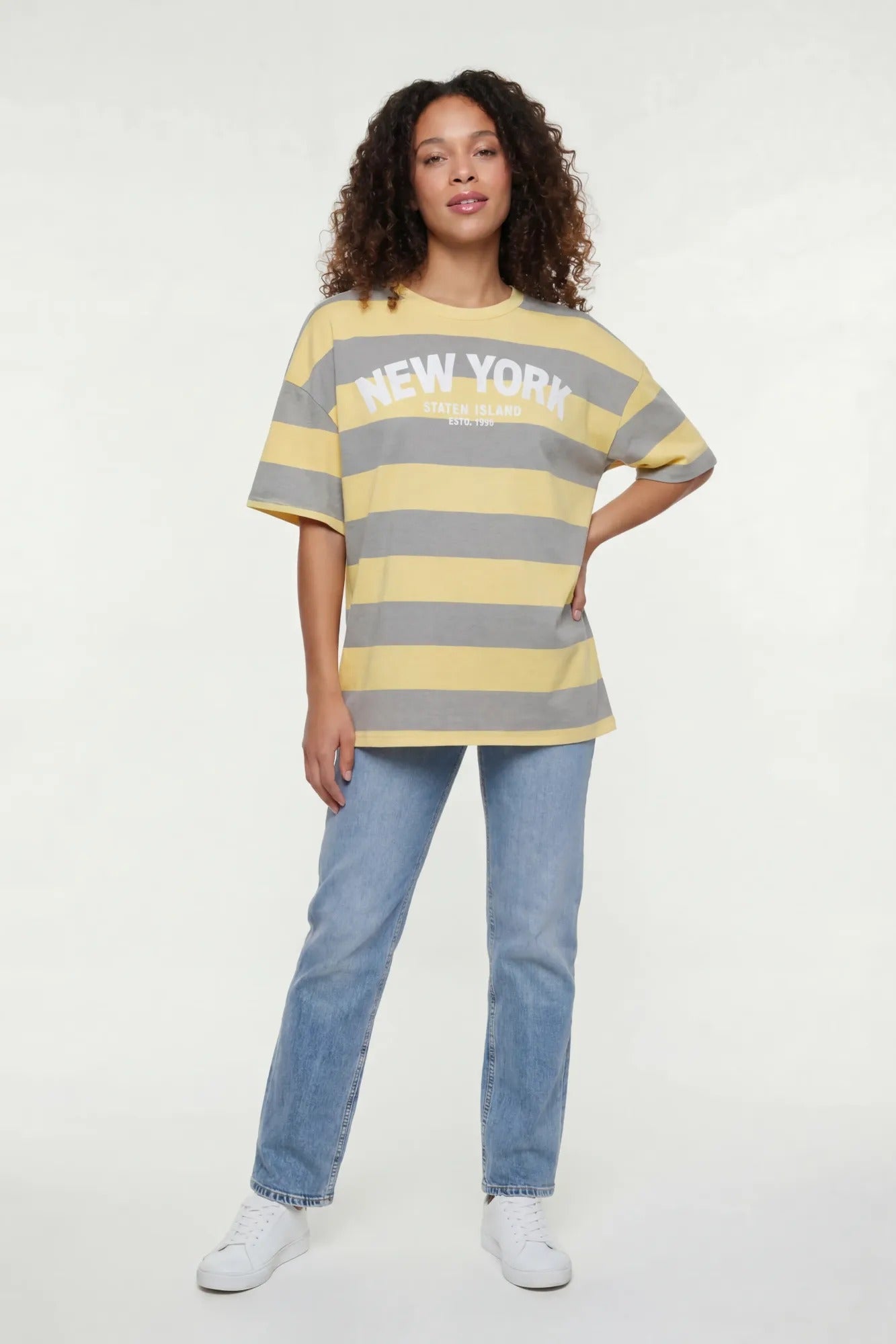 Luxe Heavy Cotton Striped Graphic T-Shirt