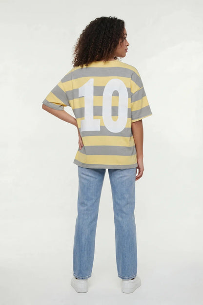 Luxe Heavy Cotton Striped Graphic T-Shirt