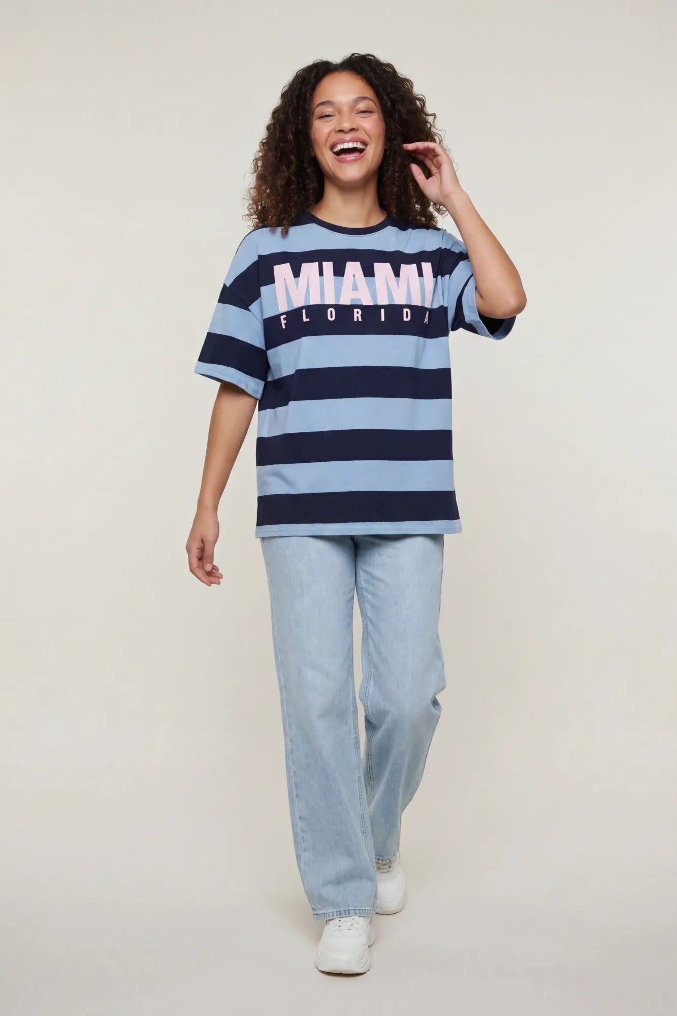 Luxe Heavy Cotton Striped Graphic T-Shirt