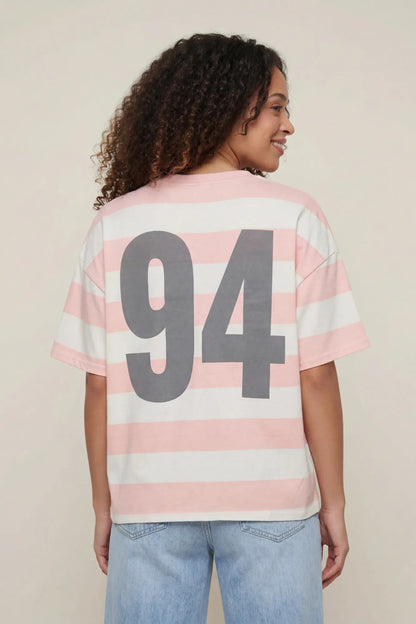 Luxe Heavy Cotton Striped Graphic T-Shirt
