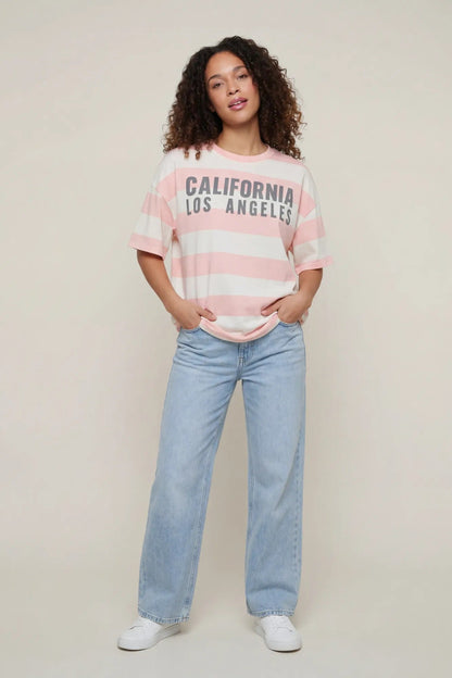 Luxe Heavy Cotton Striped Graphic T-Shirt