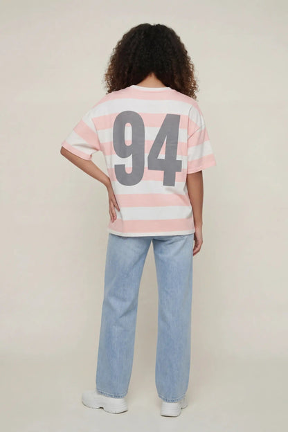 Luxe Heavy Cotton Striped Graphic T-Shirt