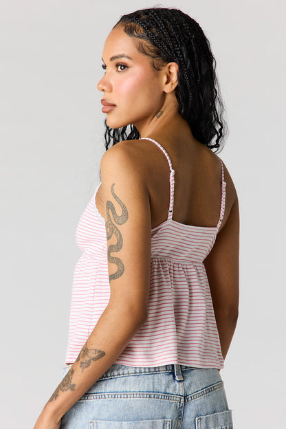Surplice Lace Trim Babydoll Tank