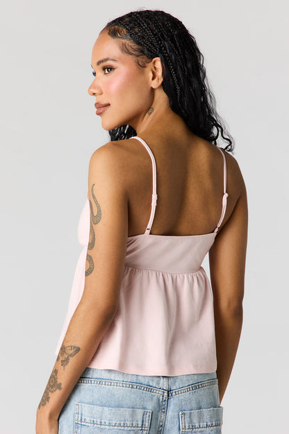 Surplice Lace Trim Babydoll Tank