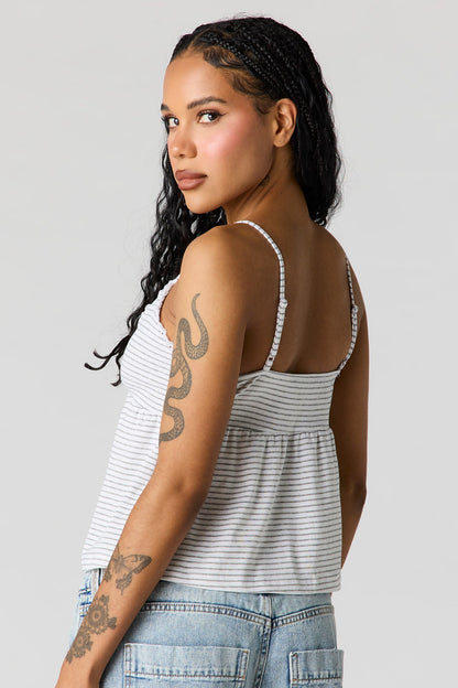 Surplice Lace Trim Babydoll Tank