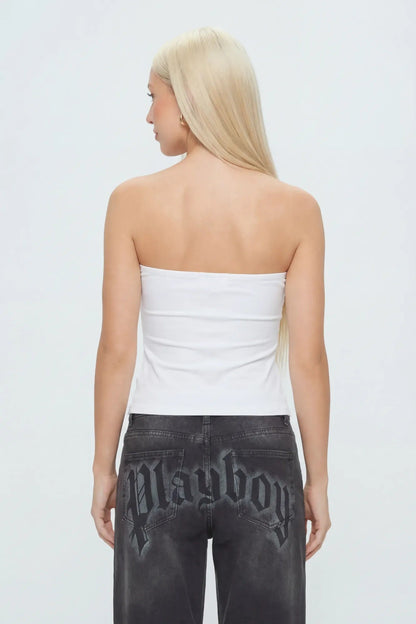 Playboy Contour Rhinestone Cinched Tube Top