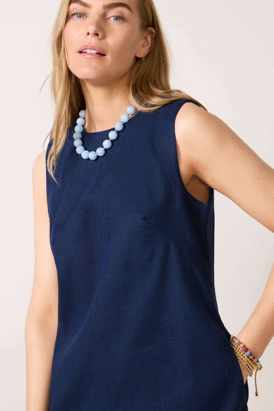 High Neck Shift Mini Dress