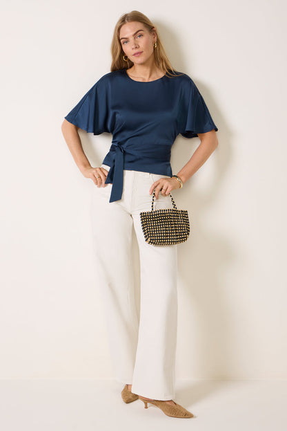 Arlette Tie Back Satin Top