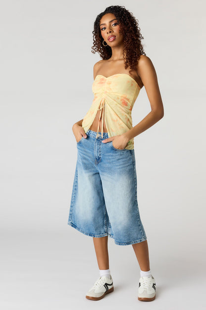 Floral Mesh Butterfly Tube Top