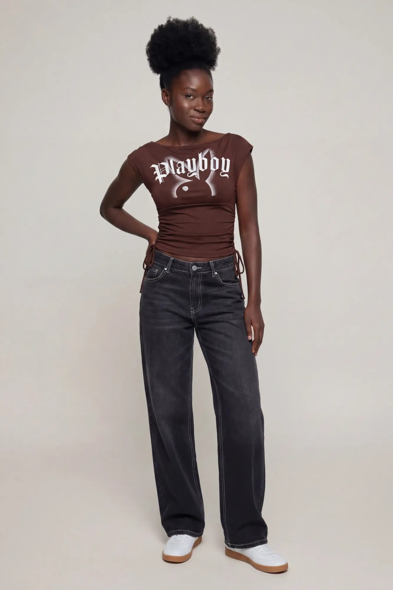 Playboy Contour Boat Neck Cinched Top