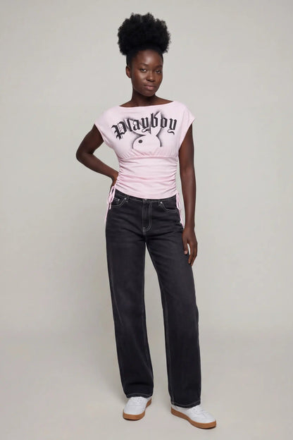 Playboy Contour Boat Neck Cinched Top