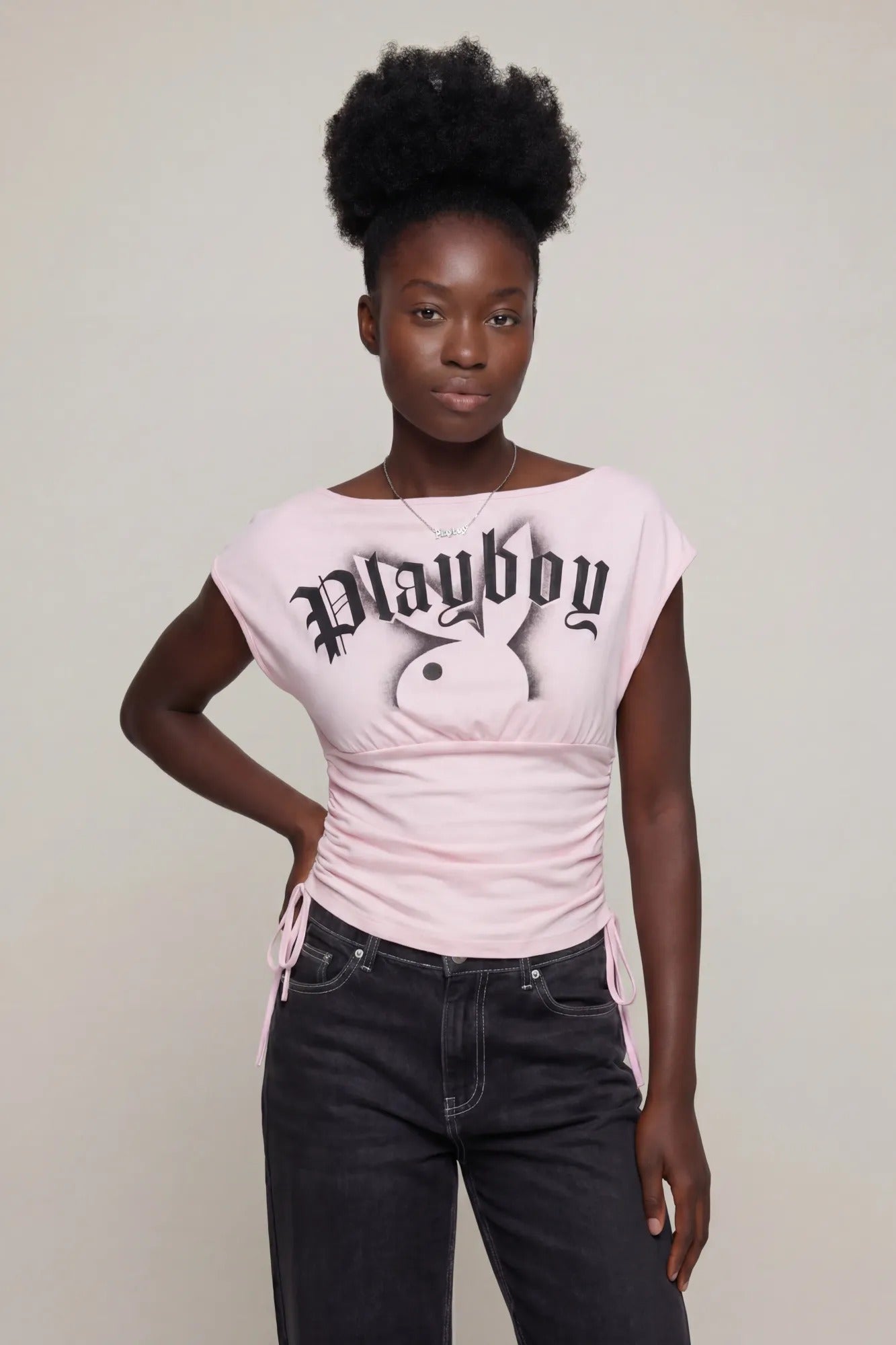 Playboy Contour Boat Neck Cinched Top