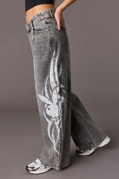 Playboy Graphic Low Rise Super Baggy Jean