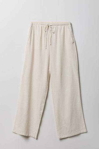 Linen-Blend Flowy Wide Leg Pant