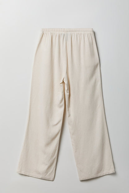 Linen-Blend Flowy Wide Leg Pant