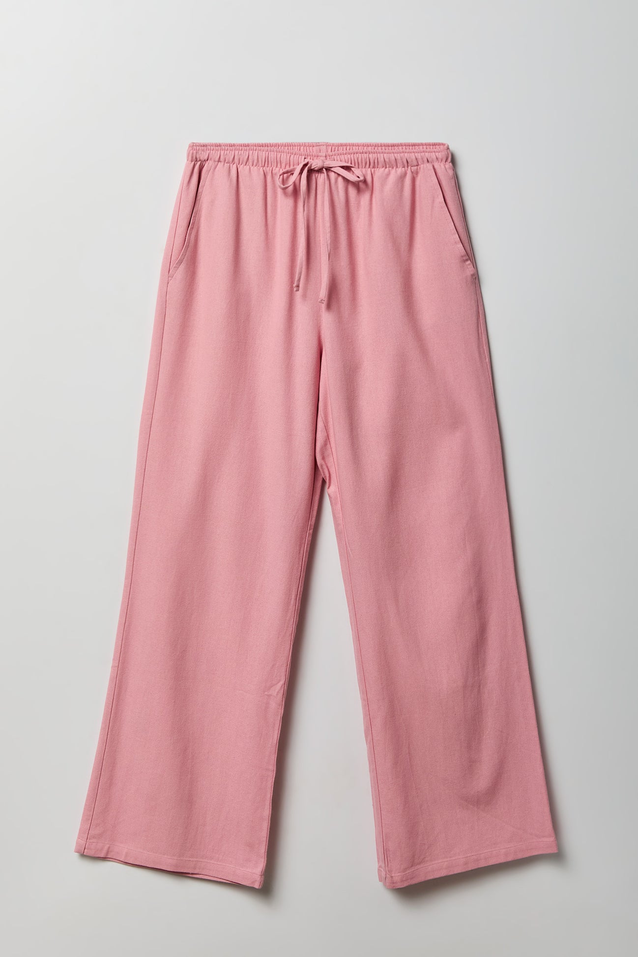 Linen-Blend Flowy Wide Leg Pant