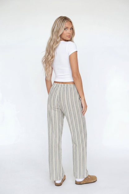 Linen-Blend Flowy Wide Leg Pant