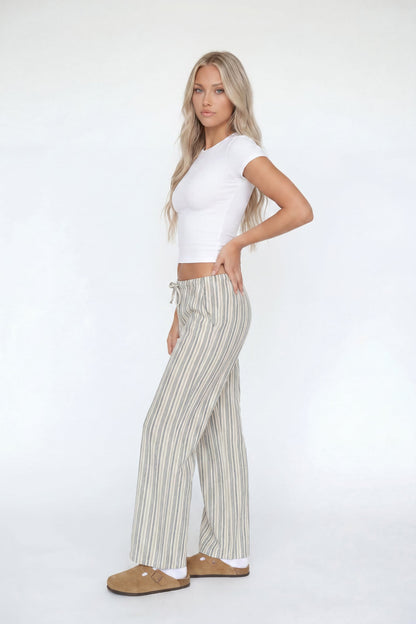 Linen-Blend Flowy Wide Leg Pant