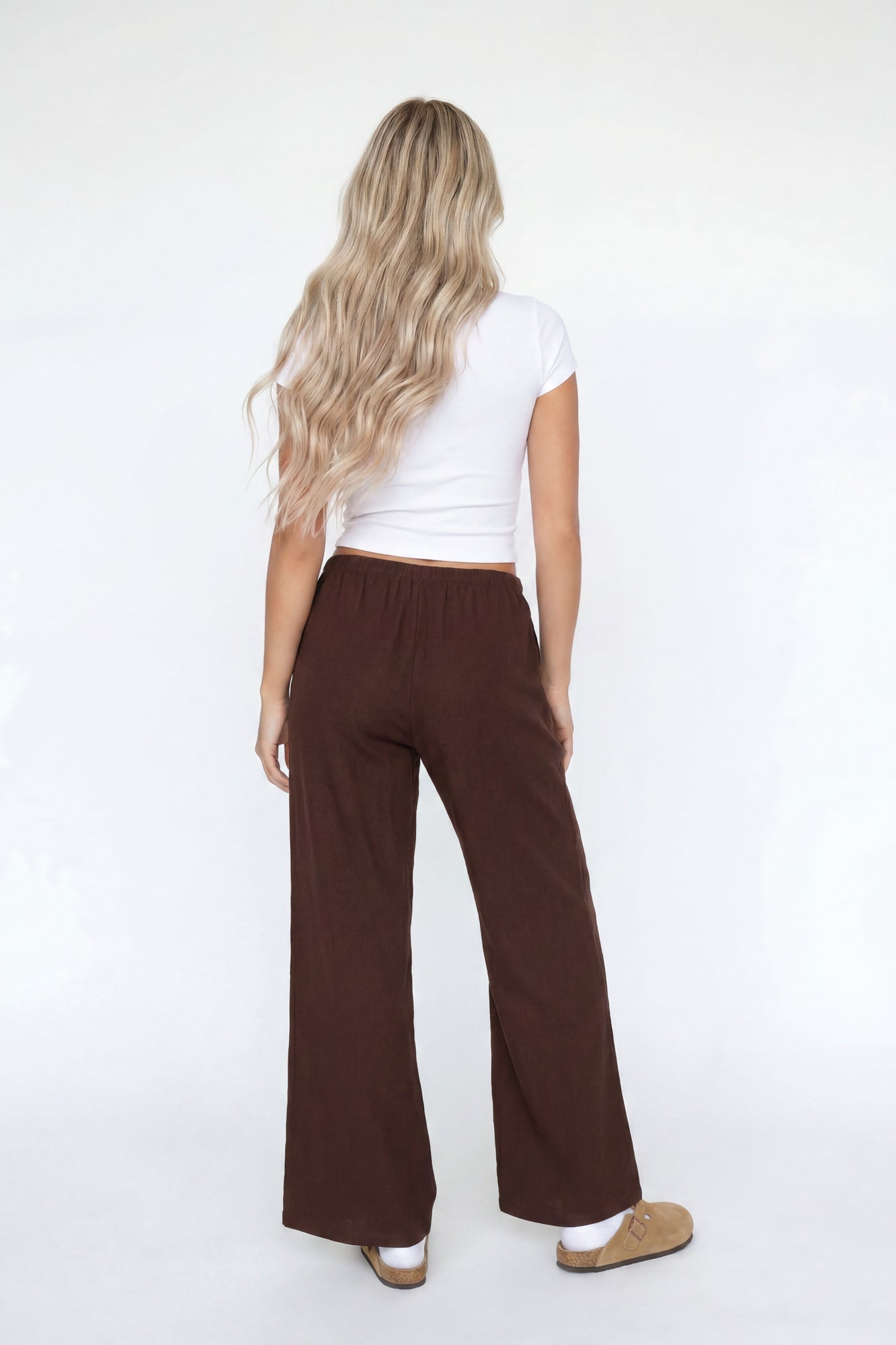 Linen-Blend Flowy Wide Leg Pant