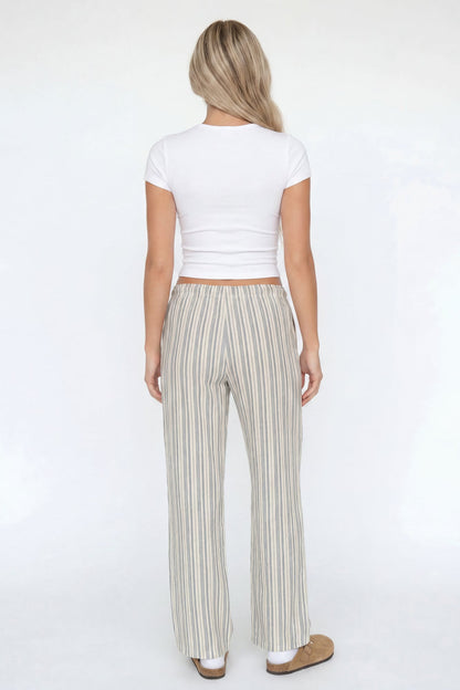 Linen-Blend Flowy Wide Leg Pant