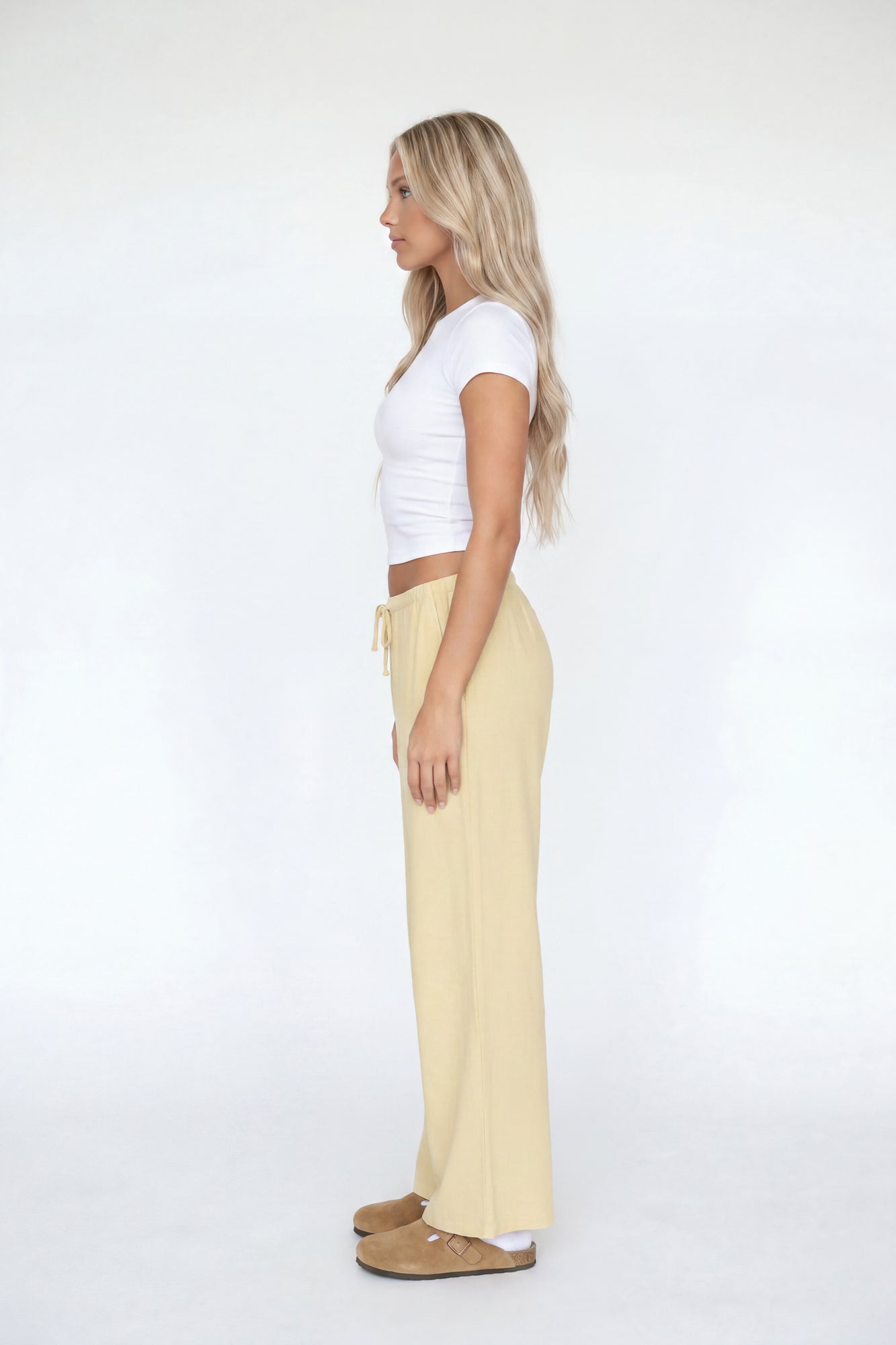 Linen-Blend Flowy Wide Leg Pant