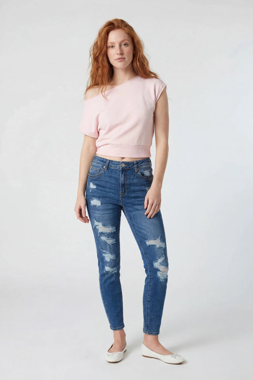 South Beach Stretch Ripped Low Rise Skinny Jean